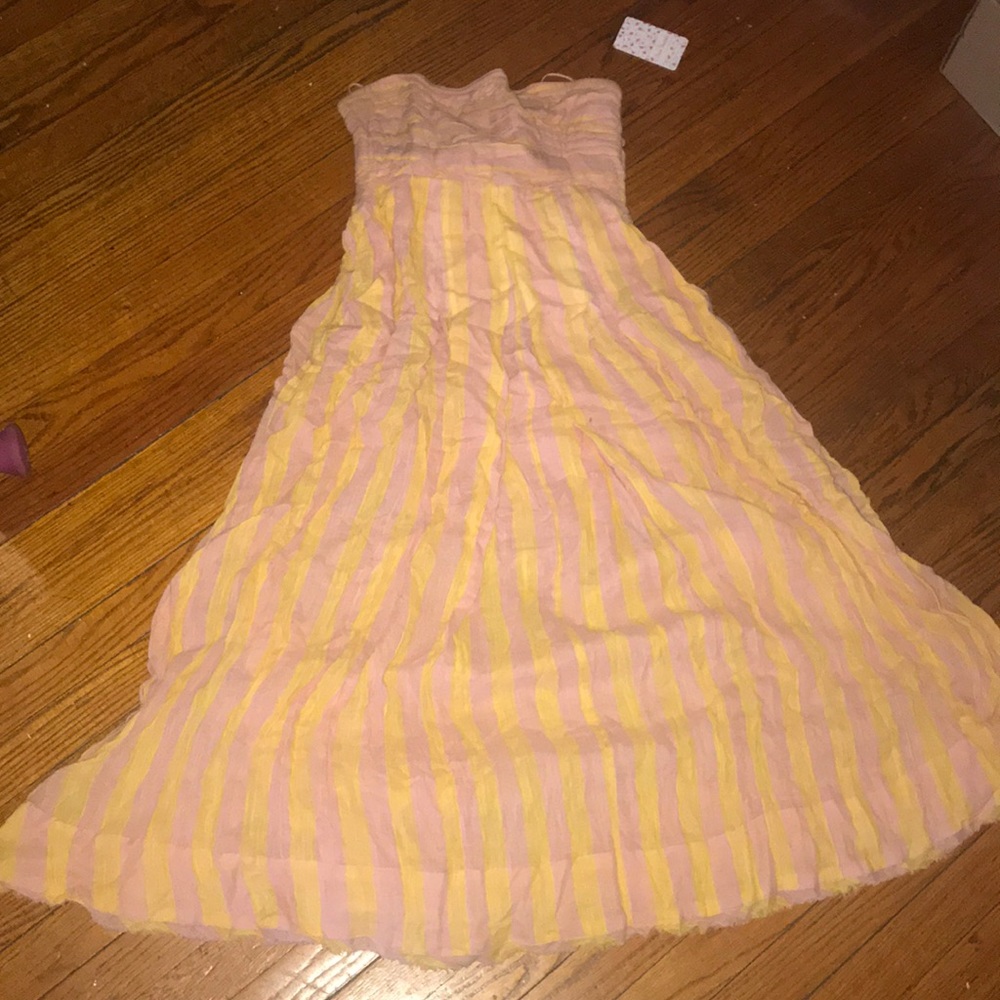Free People Stripped Cotton Strapless Dress